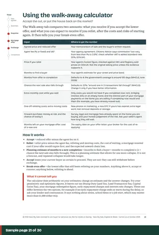 Sample page 21 of 30: Using the walk-away calculator. Opens a larger view.
